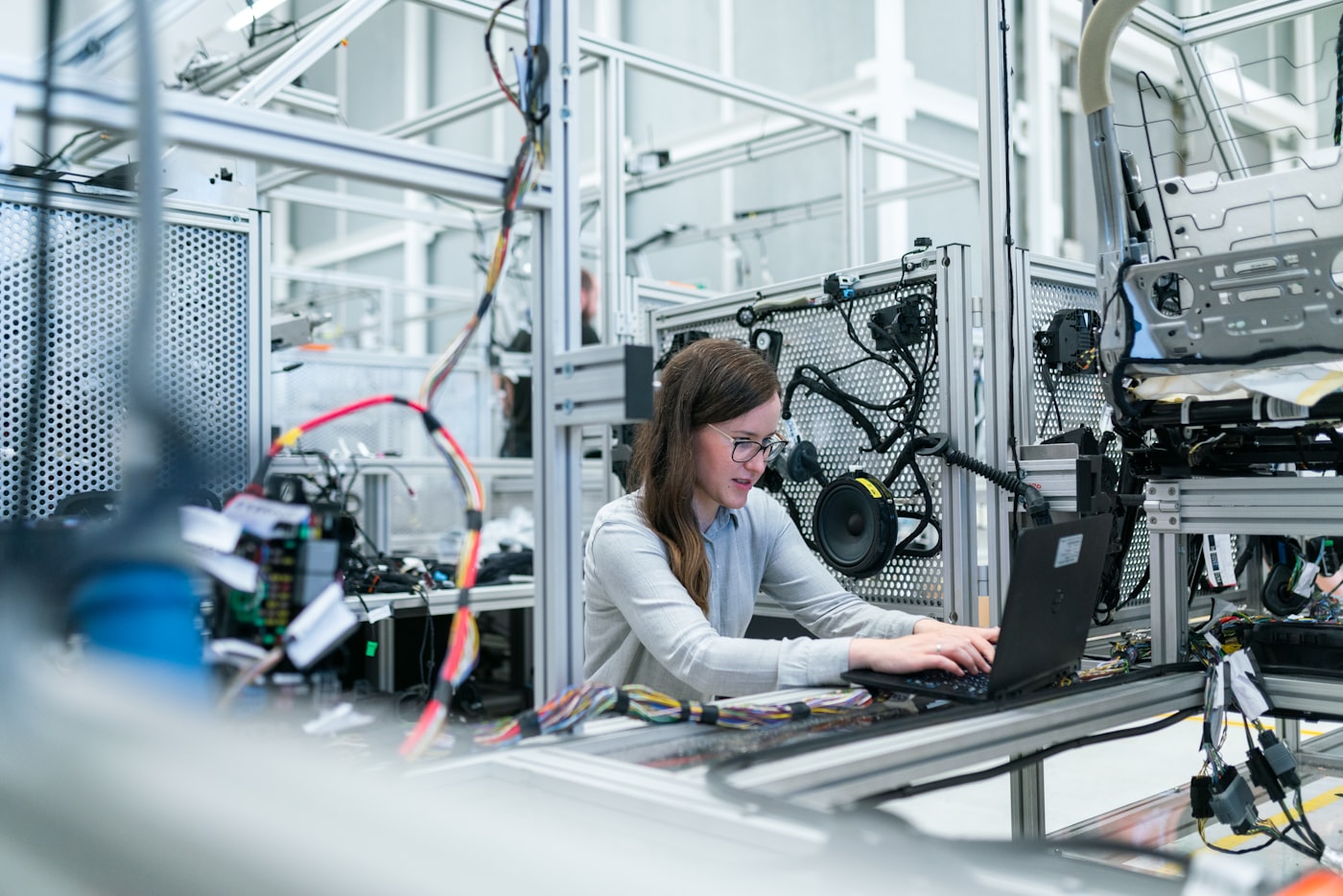 Technician restoring technology in a workshop